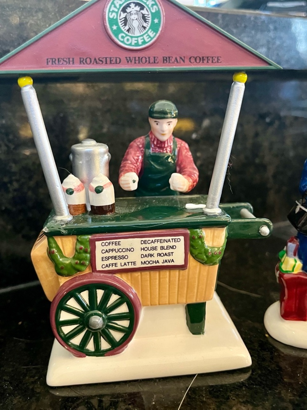 Department 56 Green and Red Starbucks Coffee Cart Figurine